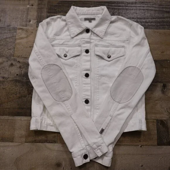 Citizens of Humanity jean jacket women's medium white denim elbow pads - Picture 2 of 10